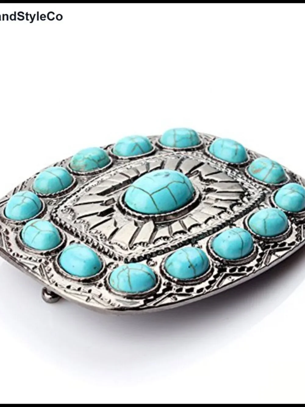 Turquoise Handcrafted Western Belt Buckle, Zinc Alloy, Fits 1.5